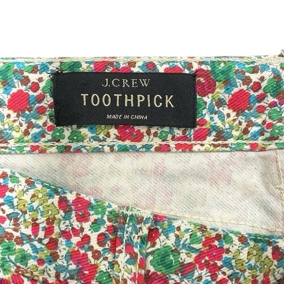 J.Crew Liberty Toothpick Jeans Size 25 Ditsy Floral Ankle Denim Cottagecore - Picture 4 of 7